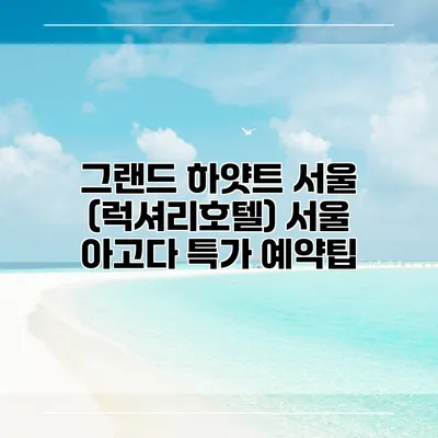그랜드 하얏트 서울 (럭셔리호텔) 서울 아고다 특가 예약팁