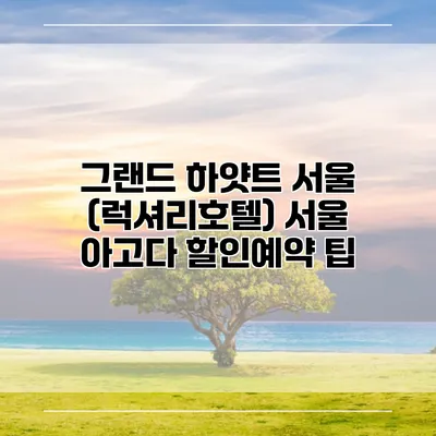그랜드 하얏트 서울 (럭셔리호텔) 서울 아고다 할인예약 팁