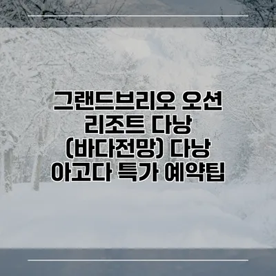 그랜드브리오 오션 리조트 다낭 (바다전망) 다낭 아고다 특가 예약팁
