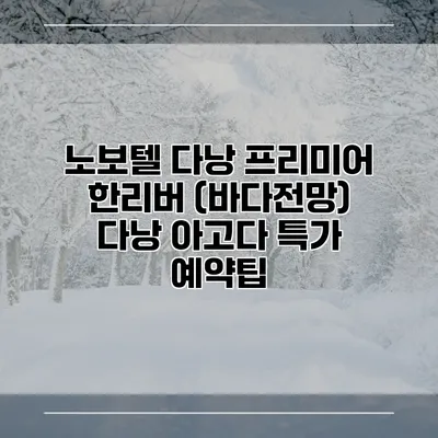 노보텔 다낭 프리미어 한리버 (바다전망) 다낭 아고다 특가 예약팁
