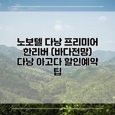 노보텔 다낭 프리미어 한리버 (바다전망) 다낭 아고다 할인예약 팁