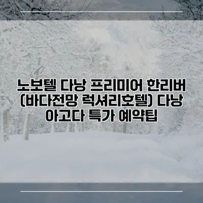 노보텔 다낭 프리미어 한리버 (바다전망 럭셔리호텔) 다낭 아고다 특가 예약팁