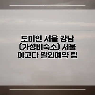 도미인 서울 강남 (가성비숙소) 서울 아고다 할인예약 팁