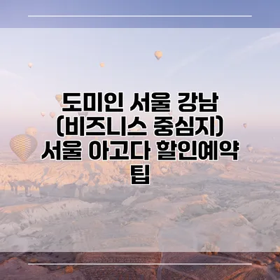 도미인 서울 강남 (비즈니스 중심지) 서울 아고다 할인예약 팁