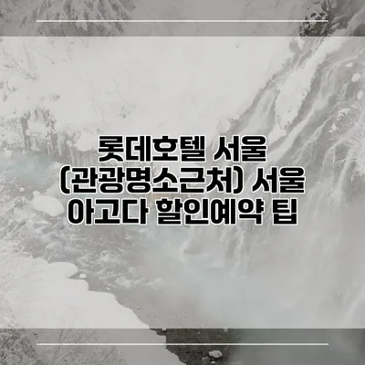 롯데호텔 서울 (관광명소근처) 서울 아고다 할인예약 팁