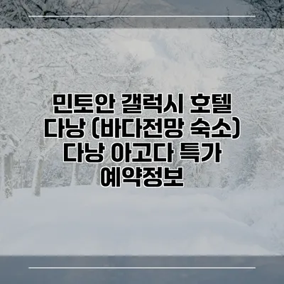 민토안 갤럭시 호텔 다낭 (바다전망 숙소) 다낭 아고다 특가 예약정보
