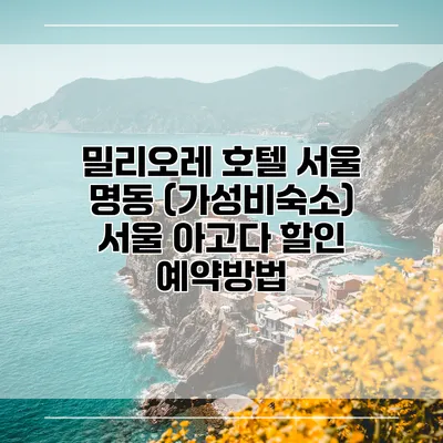밀리오레 호텔 서울 명동 (가성비숙소) 서울 아고다 할인 예약방법