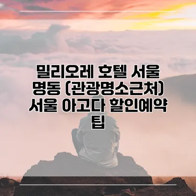 밀리오레 호텔 서울 명동 (관광명소근처) 서울 아고다 할인예약 팁