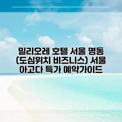밀리오레 호텔 서울 명동 (도심위치 비즈니스) 서울 아고다 특가 예약가이드