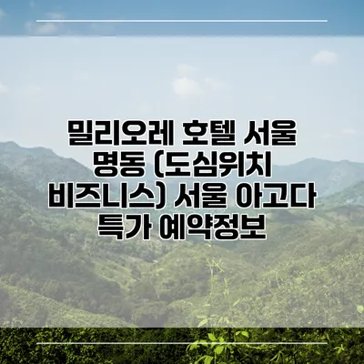밀리오레 호텔 서울 명동 (도심위치 비즈니스) 서울 아고다 특가 예약정보