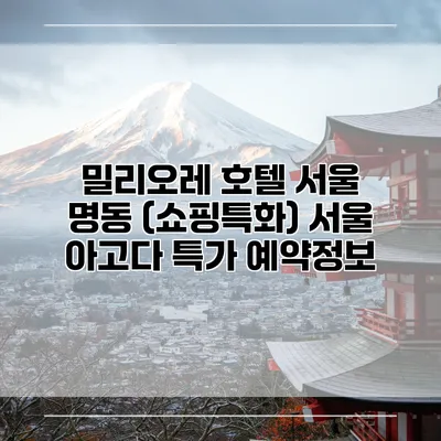 밀리오레 호텔 서울 명동 (쇼핑특화) 서울 아고다 특가 예약정보