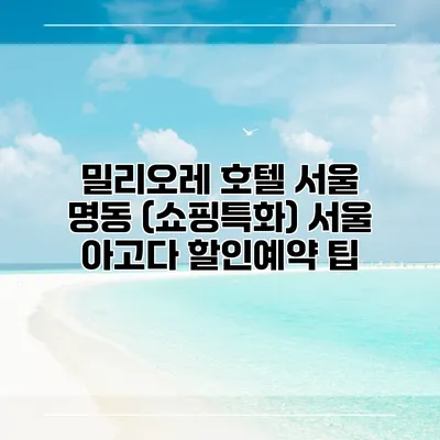 밀리오레 호텔 서울 명동 (쇼핑특화) 서울 아고다 할인예약 팁