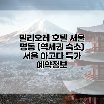 밀리오레 호텔 서울 명동 (역세권 숙소) 서울 아고다 특가 예약정보