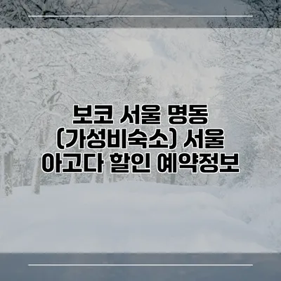 보코 서울 명동 (가성비숙소) 서울 아고다 할인 예약정보