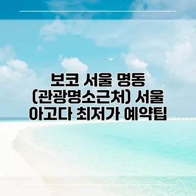 보코 서울 명동 (관광명소근처) 서울 아고다 최저가 예약팁