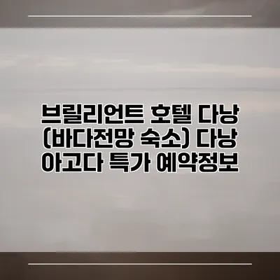 브릴리언트 호텔 다낭 (바다전망 숙소) 다낭 아고다 특가 예약정보