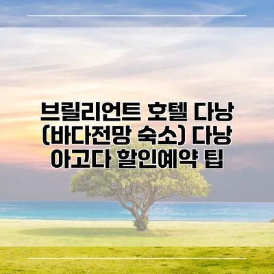 브릴리언트 호텔 다낭 (바다전망 숙소) 다낭 아고다 할인예약 팁