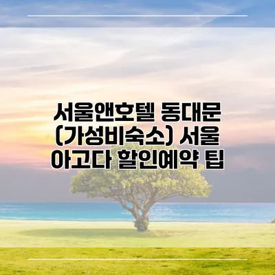서울앤호텔 동대문 (가성비숙소) 서울 아고다 할인예약 팁