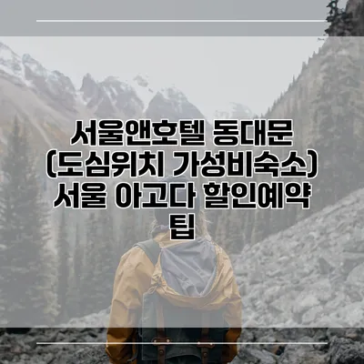 서울앤호텔 동대문 (도심위치 가성비숙소) 서울 아고다 할인예약 팁