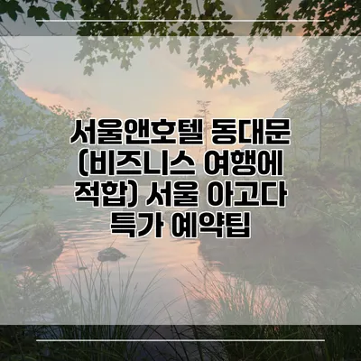 서울앤호텔 동대문 (비즈니스 여행에 적합) 서울 아고다 특가 예약팁