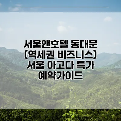 서울앤호텔 동대문 (역세권 비즈니스) 서울 아고다 특가 예약가이드