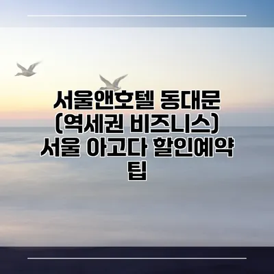 서울앤호텔 동대문 (역세권 비즈니스) 서울 아고다 할인예약 팁