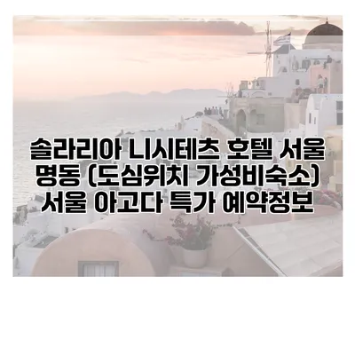 솔라리아 니시테츠 호텔 서울 명동 (도심위치 가성비숙소) 서울 아고다 특가 예약정보