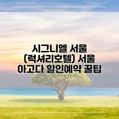 시그니엘 서울 (럭셔리호텔) 서울 아고다 할인예약 꿀팁