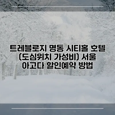 트레블로지 명동 시티홀 호텔 (도심위치 가성비) 서울 아고다 할인예약 방법