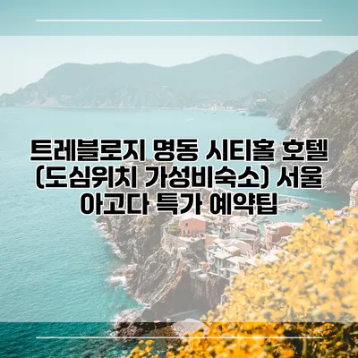 트레블로지 명동 시티홀 호텔 (도심위치 가성비숙소) 서울 아고다 특가 예약팁