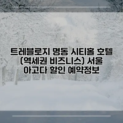 트레블로지 명동 시티홀 호텔 (역세권 비즈니스) 서울 아고다 할인 예약정보