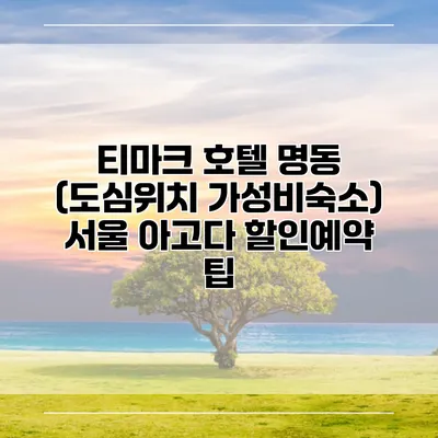 티마크 호텔 명동 (도심위치 가성비숙소) 서울 아고다 할인예약 팁