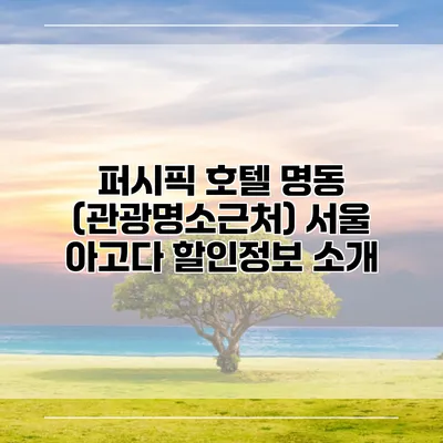 퍼시픽 호텔 명동 (관광명소근처) 서울 아고다 할인정보 소개