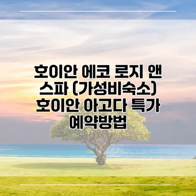 호이안 에코 로지 앤 스파 (가성비숙소) 호이안 아고다 특가 예약방법
