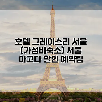 호텔 그레이스리 서울 (가성비숙소) 서울 아고다 할인 예약팁