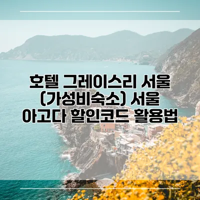 호텔 그레이스리 서울 (가성비숙소) 서울 아고다 할인코드 활용법