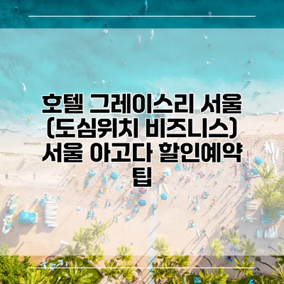호텔 그레이스리 서울 (도심위치 비즈니스) 서울 아고다 할인예약 팁