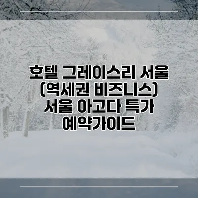 호텔 그레이스리 서울 (역세권 비즈니스) 서울 아고다 특가 예약가이드