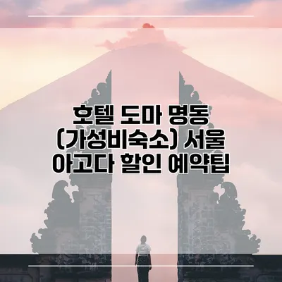 호텔 도마 명동 (가성비숙소) 서울 아고다 할인 예약팁