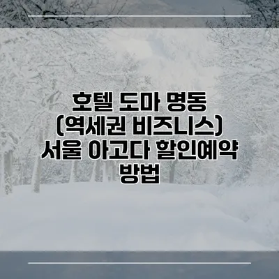 호텔 도마 명동 (역세권 비즈니스) 서울 아고다 할인예약 방법