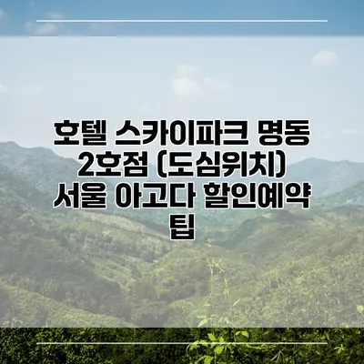 호텔 스카이파크 명동 2호점 (도심위치) 서울 아고다 할인예약 팁