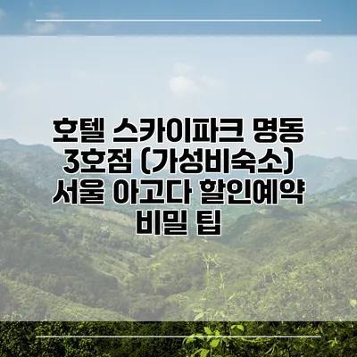 호텔 스카이파크 명동 3호점 (가성비숙소) 서울 아고다 할인예약 비밀 팁