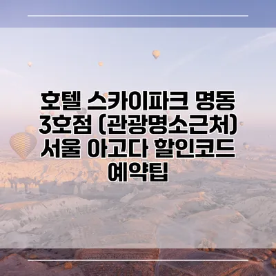 호텔 스카이파크 명동 3호점 (관광명소근처) 서울 아고다 할인코드 예약팁