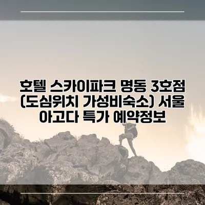 호텔 스카이파크 명동 3호점 (도심위치 가성비숙소) 서울 아고다 특가 예약정보
