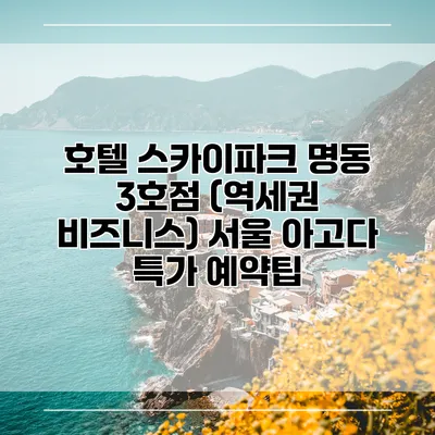 호텔 스카이파크 명동 3호점 (역세권 비즈니스) 서울 아고다 특가 예약팁