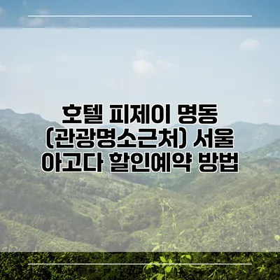 호텔 피제이 명동 (관광명소근처) 서울 아고다 할인예약 방법