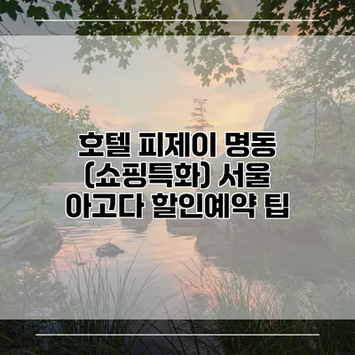 호텔 피제이 명동 (쇼핑특화) 서울 아고다 할인예약 팁